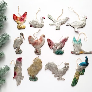 Pájaros, adornos navideños de cartón vintage, adornos navideños soviéticos de papel, adornos de cartón, Ucrania, ucraniano, URSS, años 60