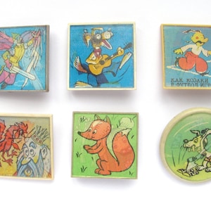 Soviet Cartoon Pins, Soviet Stereo Badge, Pick from Set, Dog, Fox, Vintage collectible badge, Soviet Pin, Animal, Made in USSR, 70s