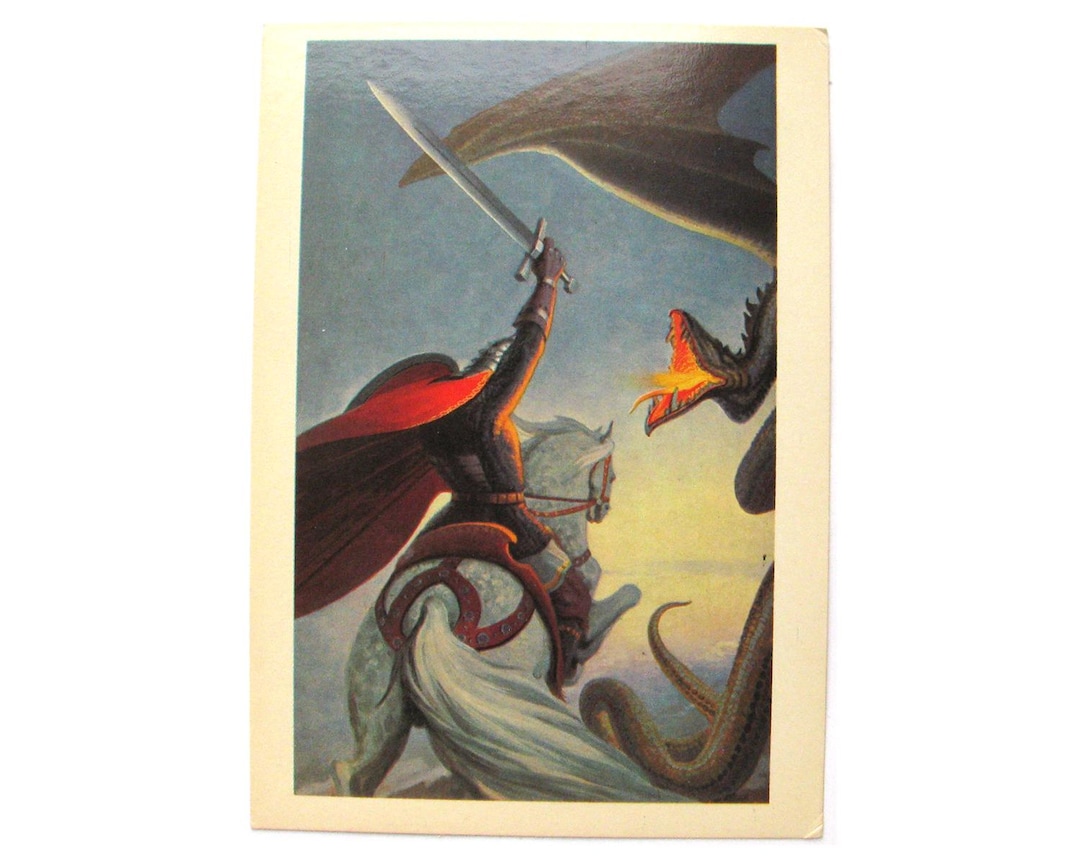 Buy The Fight With Dragon, Rus, Bogatyr, Hero, Illustration by Konstantin  Vasilyev, Unused Postcard, Soviet Vintage Postcard, USSR, 1982 Online in ..., image size:1080x864