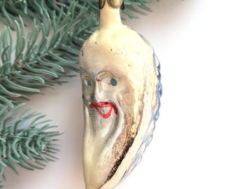 Dennenappel met glazen ornament, kerstboomdecoratie, karakter, glazen kerstornament, USSR, Sovjet-Unie, jaren 60, 70