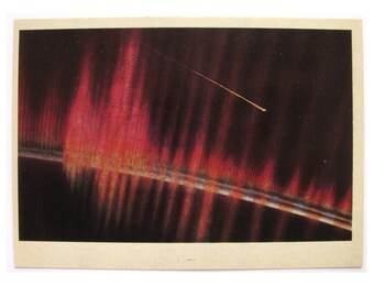 Rays of Light in Space, Space Card, Space Print, Space Art, Sokolov, Space, Unused, Unsigned, Soviet Vintage Postcard, USSR, 1982