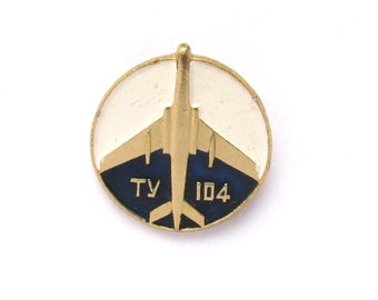 SALE, Aircraft TU 104, Soviet badge, Plane, Vintage collectible badge, Aviation, Soviet Vintage Pin, USSR, 1980s
