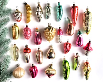 Vegetable, Fruit, Mushroom, Soviet Glass Christmas ornaments, Christmas tree decorations, Vintage Christmas, Ukraine, Soviet, USSR, 70s, 80s
