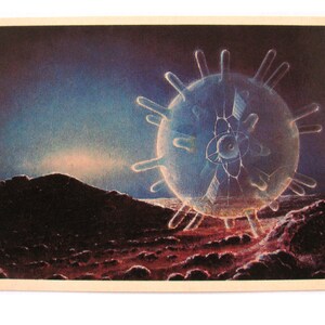 Véhicule tout-terrain sur Mars, carte spatiale, impression spatiale, art de l'espace, Sokolov, espace, inutilisé, non signé, carte postale vintage soviétique, URSS, 1982