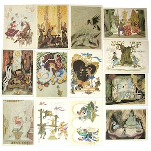 Märchen, Hans Christian Andersen, Illustration, Set mit 13 ungebrauchten Postkarten, Märchen, Antokolskaja, 1978