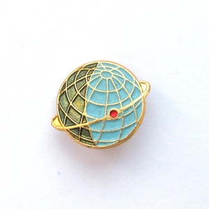 Globe Pin, Badge, Soviet Space Pin, Rocket, Satellite, Earth, Cosmos, Rare Soviet Vintage collectible pin, Soviet Pin, USSR, 60s