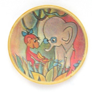 Monkey and Elephant, Cartoon character, Vintage collectible badge,  Made in USSR, 1980s