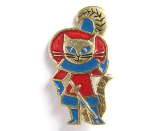 Puss in Boots Pin, Cat in hat, Cat Pin, Soviet Pin, Vintage  badge, Soviet Vintage Pin, Soviet Badge, Cute Pin, Enamel Pin, USSR, 1980s