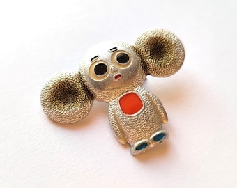 SALE, Cheburashka, Character, Soviet cartoon, Vintage collectible badge, Soviet Vintage Pin,  Made in USSR, 1980s