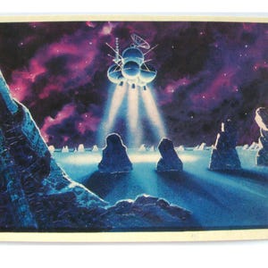 Landing op Pluto, ansichtkaart met schilderij van Sokolov, ruimte, ongebruikt, niet ondertekend, Sovjet vintage ansichtkaart, USSR, 1978
