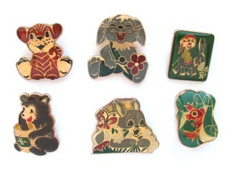 Animal Pins, Soviet badges, Pick from set, Tiger, Hare, Bear, Fauna, Vintage collectible badge, Soviet Vintage Pin, Soviet Pin, USSR