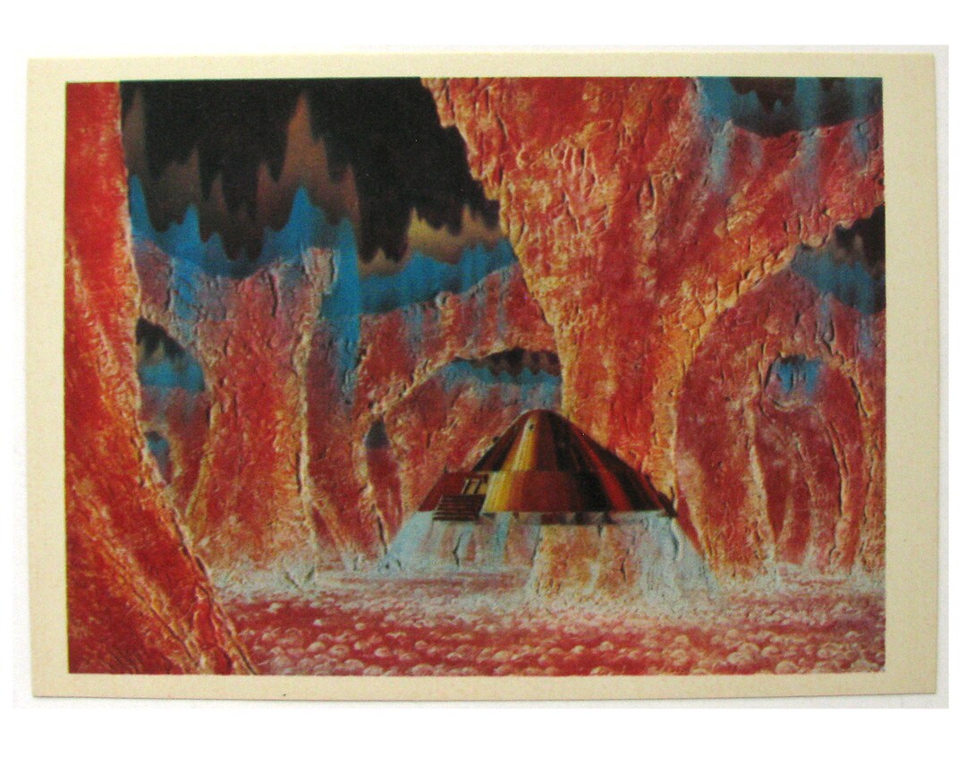 Sovjet-ruimtekaart, in labyrint van vuur, ruimte, ruimteprint, ruimtekunst,  Sokolov, illustratie, Sovjet vintage ansichtkaart, USSR, 1975, jaren 70 -  Etsy België, image size:1080x864