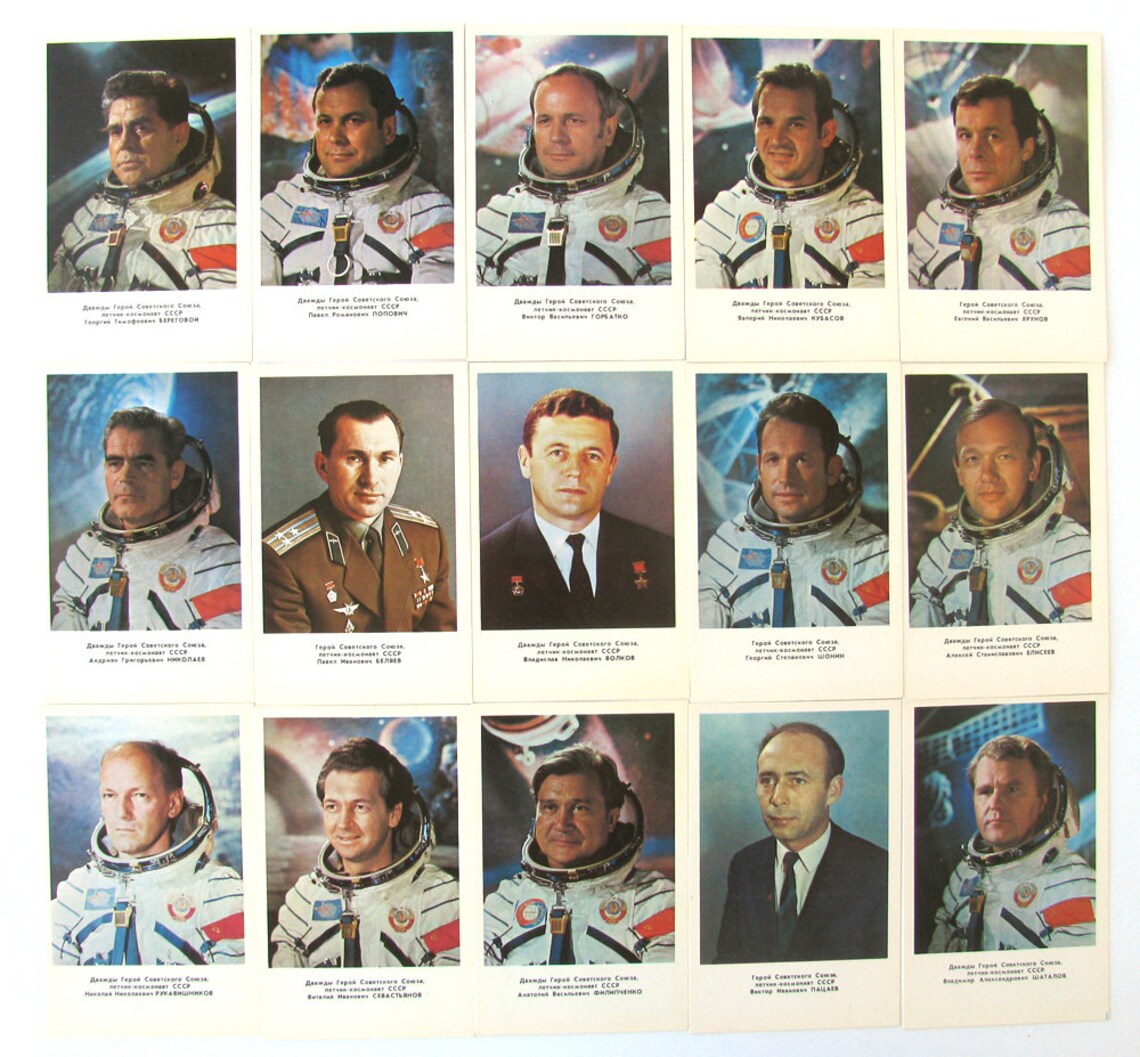 Spaceman Postcards Set of 27 Postcards With Portraits of Soviet Cosmonauts, Photos, Space ...