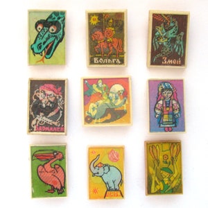 Pins estéreo soviéticos, conjunto de 9 pins, cuentos y dibujos animados, Mowgli, tres cerditos, personaje, personaje de cuento, vintage, pin estéreo, URSS