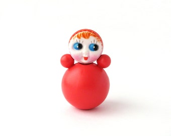 Roly Poly Doll, 6.5 cm, Nevalyashka, Cute Toy, Soviet vintage plastic toy, Souvenir, Nursery Decor, Made in USSR, 1980s