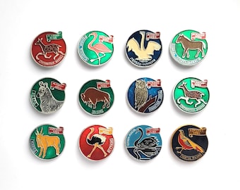 Askania-Nova Pins, Pick from Set, Zoo, Animal, Biosphere Reserve, Owl, Fauna, Vintage soviet collectible badge, USSR, 1980s