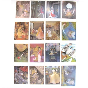Os Irmãos Grimm, Conjunto de 16 Cartões Postais, Contos de Fadas, Ilustração, Kondakova, Cartão Postal Vintage Soviético, feito na URSS, 1986, década de 1980