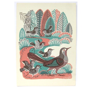 Postal de canción popular letona, sin usar, pájaros, lavandera, postal soviética vintage rara, ilustración, Ovchinnikov, URSS, 1969, años 70