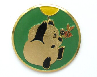 Winnie the Pooh, Vintage metal collectible badge, Animal, Soviet Vintage Pin, Vintage Badge, Made in USSR, 1980s