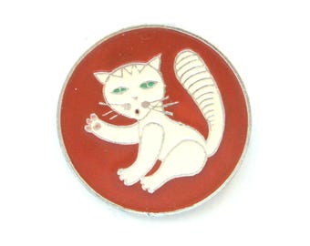Cat, Rare metal collectible badge, Soviet Pin, Vintage, Made in USSR, 1980s