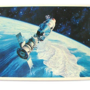 Espaço, Cartão Espacial, Impressão Espacial, Arte Espacial, Sokolov, Primeira Estação Espacial Internacional, Não Utilizado, Não Assinado, Cartão Postal Soviético Vintage, URSS, 1978