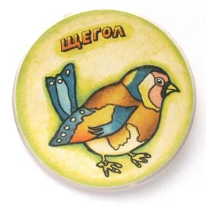 Broche de pintassilgo, broche vintage de plástico, animal, fauna, pássaro, broche vintage soviético, broche vintage, broche soviético, URSS