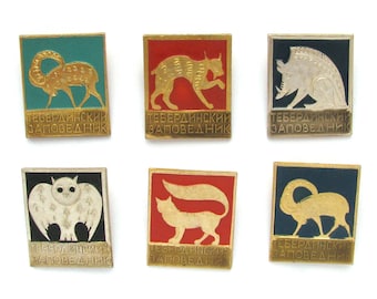 Animal Pins, Badge, Teberda Nature Reserve, Fauna, Pick from Set, Owl, Soviet Vintage Pin, Vintage Badges, Soviet Pin, Enamel, USSR, Russian