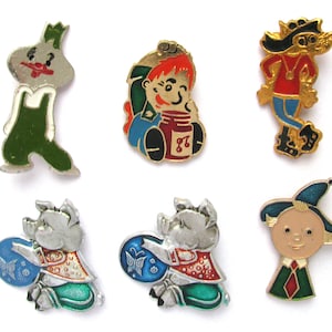 Pines de dibujos animados soviéticos, personajes, insignias de niños soviéticos, elegir del conjunto, pin de cerdo, pin de lobo, pin de Dunno, insignia vintage, pin vintage, URSS
