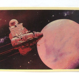 Carte spatiale soviétique, carte postale, Viktorov, espace, vers Mars, non utilisée, non signée, SpaceCard, carte postale vintage soviétique, URSS, 1971