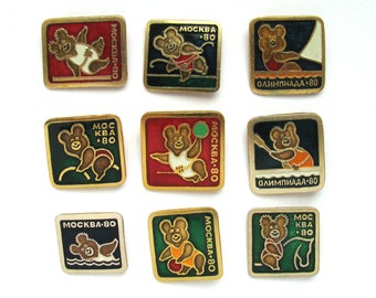 Misha Pins, Bear Pins, Badge, Olympic Bear Misha Pin, Moscow 1980 Pin, Olympic, Pick from Set,  Vintage collectible badge, Soviet Pin, USSR