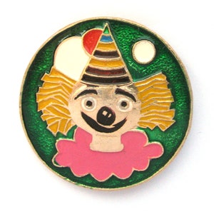 Clown Pin, Circus Pin, Soviet Badge, Vintage badge, Circus, Round Pin, Russian, Soviet Pin, Children Pin, Soviet Badge, USSR, 80s image 1