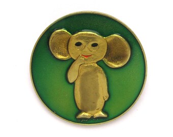 Cheburashka Pin, Vintage collectible badge, Soviet Vintage Pin, Vintage Badge, Soviet Pin, Made in USSR, 1980s