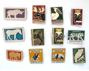 Animal Pins, Zoo Pins, Badge, Fauna, Pick from Set, Rhino, Owl, Eagle, Soviet Vintage Pins, Vintage Badges, Soviet Pin, USSR, Russian