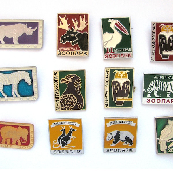 Animal Pins, Zoo Pins, Badge, Fauna, Pick from Set, Rhino, Owl, Eagle, Soviet Vintage Pins, Vintage Badges, Soviet Pin, USSR, Russian