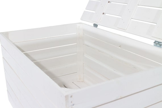New White Large Wooden Box With Lid Fruit Box Chest Wooden