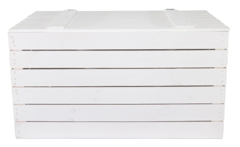 Neue weiße große Holzkiste mit Deckel, Obstkiste, Truhe, Holztruhe 80x50x39 cm Weinkiste Hausflur Verstauen Kinderzimmer Bild 2