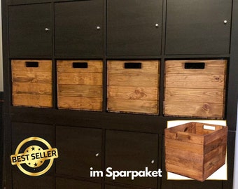 Nieuwe houten kist als compartimentelement voor Ikea Kallax-plank | 32x37.5x32.5cm | Used look, moderne woonsfeer voor opslag en decoratie