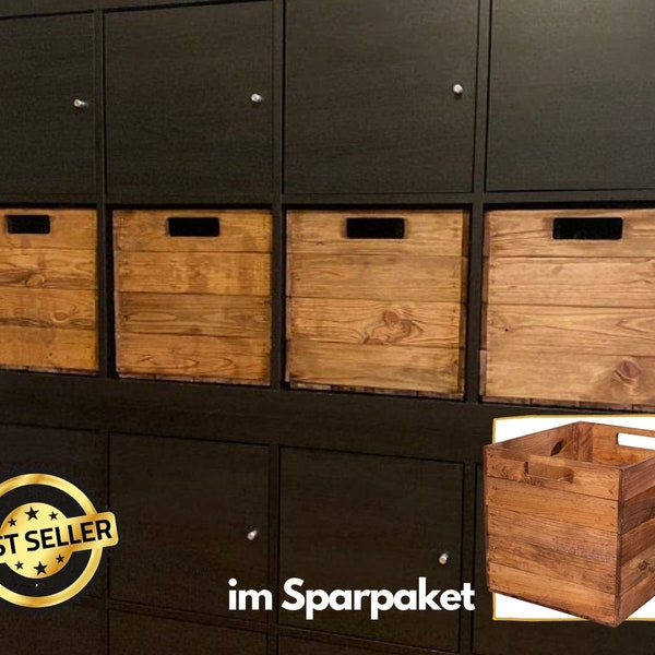 Neue Holzkiste als Fachelement für Ikea Kallax Regal | 32x37,5x32,5cm | Used Look, modernes Wohnflair zur Aufbewahrung & Deko