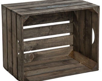 Dunkle Obstkiste Holzkiste im Stil einer Weinkiste zur Deko oder Möbelbau geeignet I Deko rund ums Haus 50x40x30cm