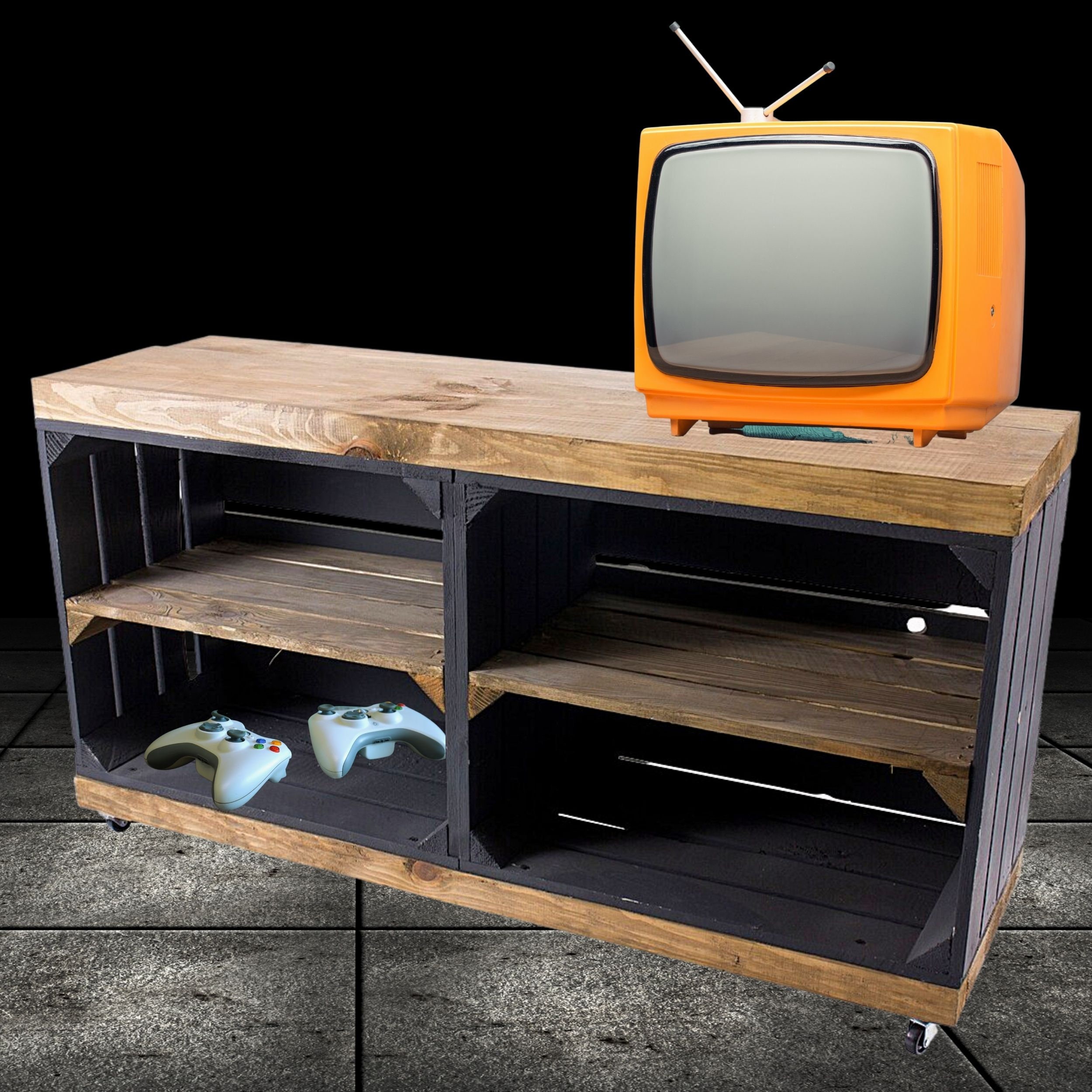 TV Made of Shelf Boxes Black and used on Etsy UK