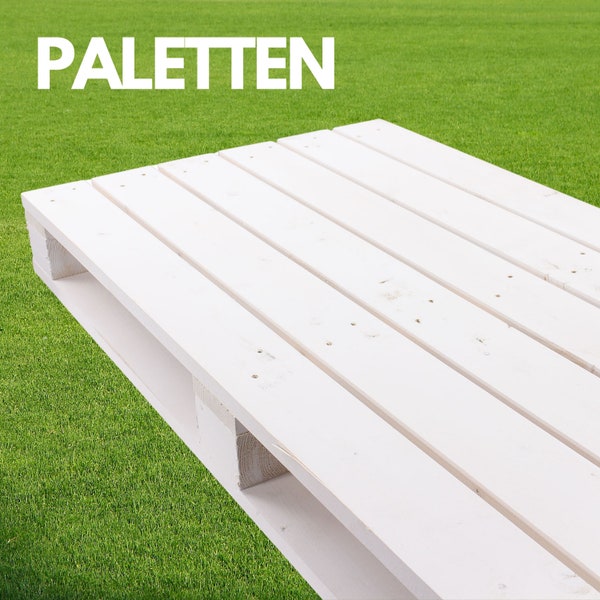 weiße Holzpalette | Neu | 120x60x12,5 cm | Holzpalette Pflanzen, platzsparend auf dem Balkon, der eigene Kräutergarten
