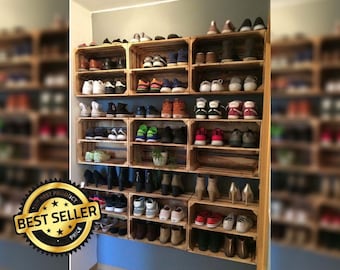 Geflammte Kiste für Schuh-und Bücherregal 50x40x30cm Weinkiste Rustikal Holzkiste Hausflur Aufbewahrung Flur Schuhe Schuhregal