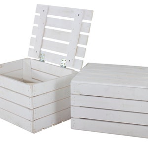 weiße Holzkiste mit Deckel NEU Deko Truhe, als Hochzeitsgeschenk, wohnen im Landhausstil, Platz für Decken uvm Bild 7
