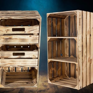 large package wooden boxes 2x shelf 2x flamed narrow fruit box/drawers shoe rack wine box country house 68x40x31cm