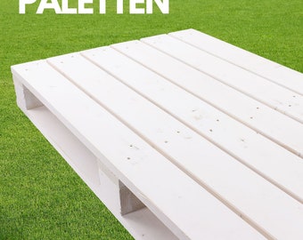 weiße Holzpalette | Neu | 120x60x12,5 cm | Holzpalette Pflanzen, platzsparend auf dem Balkon, der eigene Kräutergarten