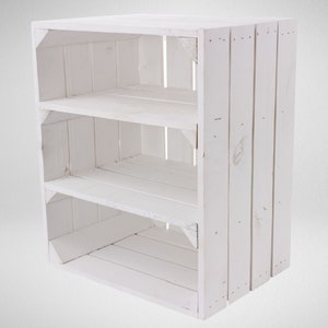 White wooden box with 2 center boards -transverse- 50x40x30cm , fruit boxes , wine boxes , wooden boxes , apple boxes , boxes