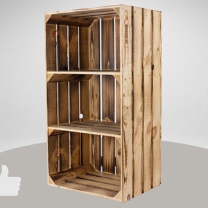 Flamed tall cabinet with 2 shelves, fruit boxes, wooden boxes, wine boxes, apple boxes, decorative boxes 68x40x31cm