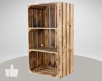 Flamed tall cabinet with 2 shelves, fruit boxes, wooden boxes, wine boxes, apple boxes, decorative boxes 68x40x31cm