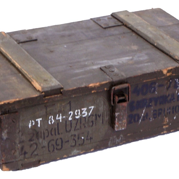 Kleine Munitionskiste Box "F-1" Militär Truhe 48x31x16cm aus Holz im Military Style Militär Truhe Offizierskoffer Munitionsbox Militaria