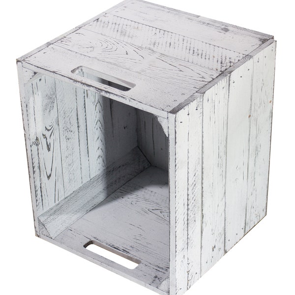 new wooden box grey | 37.5x32x32.5 cm | Box in modern vintage style, shabby chic | suitable for Ikea Kallax shelf as a slot